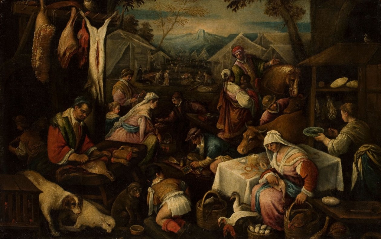Markedsscene af Jacopo Bassano