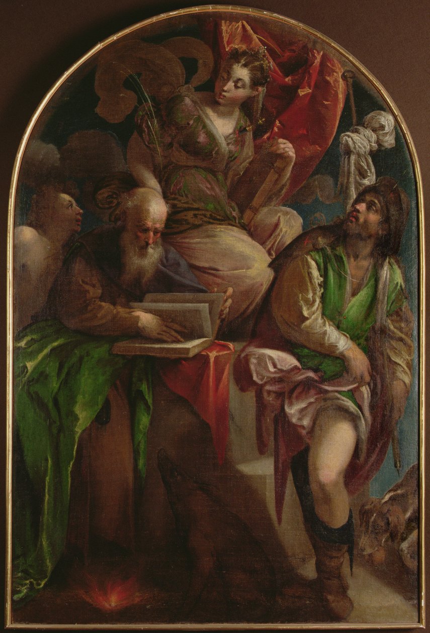St. Justina af Padua troner med St. Sebastian, St. Anthony Abbed og St. Roch, ca. 1557-60 af Jacopo Bassano