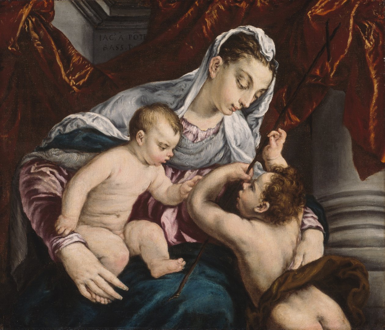 Jomfru og barn med den unge Sankt Johannes Døberen af Jacopo Bassano