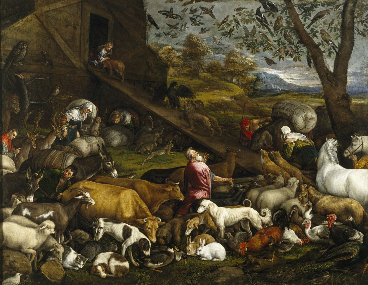Dyrene gik ombord i Noas ark af Jacopo Bassano il vecchio