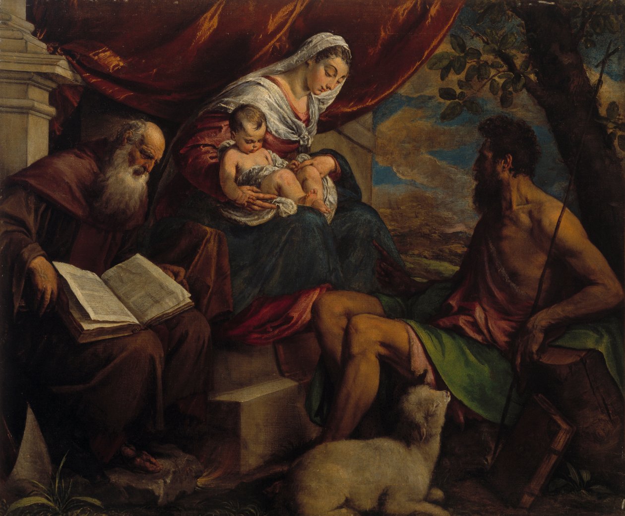 Jomfru og barn med Johannes Døberen og Sankt Antonius abbed, 1560