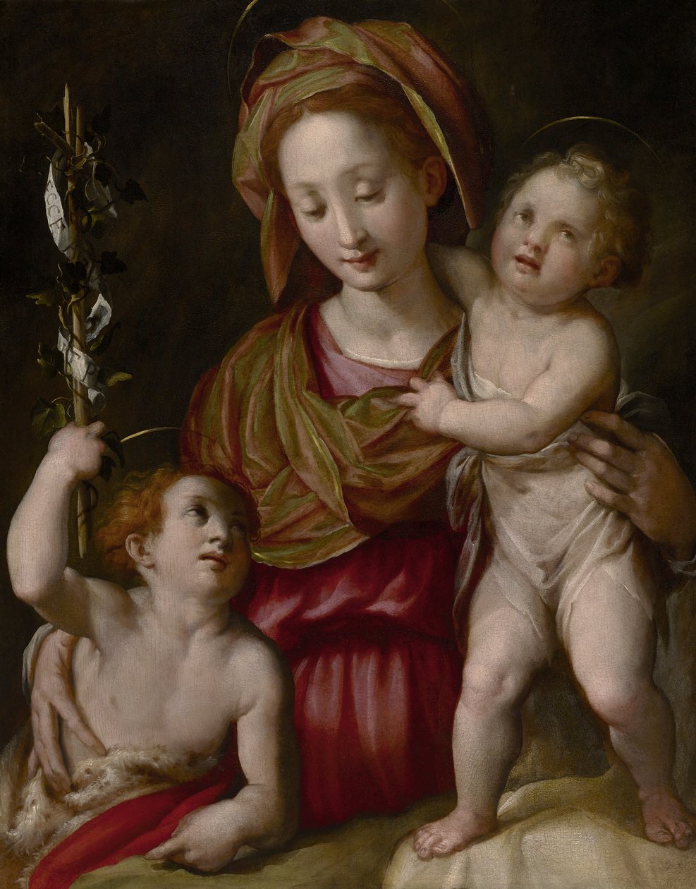 Madonna og barn med den unge Sankt Johannes Døberen, ca. 1575 af Jacopo Chimenti Empoli