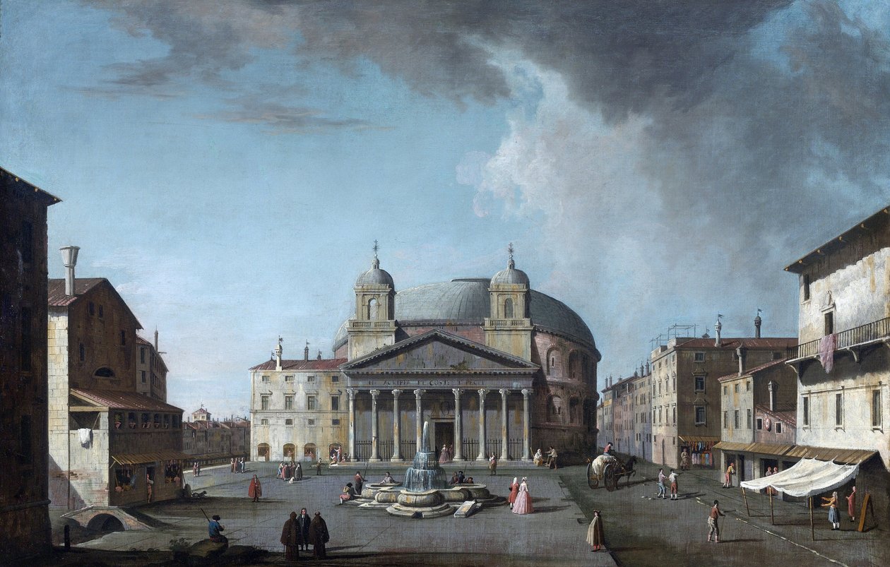 Udsigt over Pantheon i Rom par Fabris, Jacopo (1689-1761). Olie på lærred, størrelse: 73x112,4, , Privat samling af Jacopo Fabris