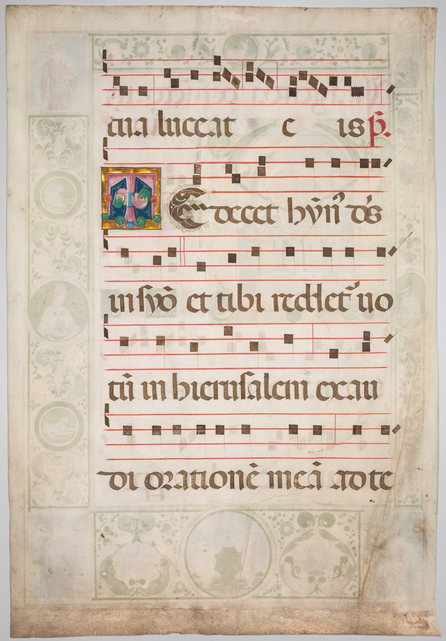 Blad fra en Gradual: Dekoreret initial (verso) af Jacopo Filippo d