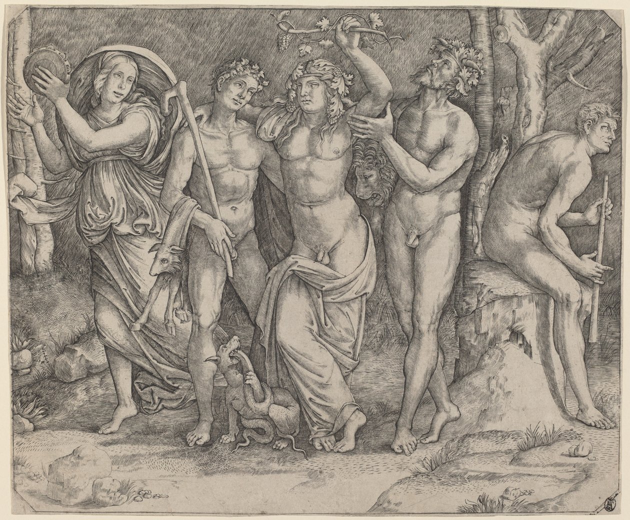Bacchus og hans ledsagere af Jacopo Francia