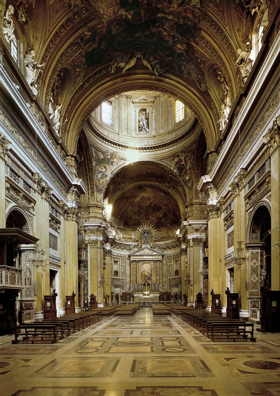 Indvendigt billede af Chiesa del Gesu, bygget 1568-75 af Jacopo Vignola