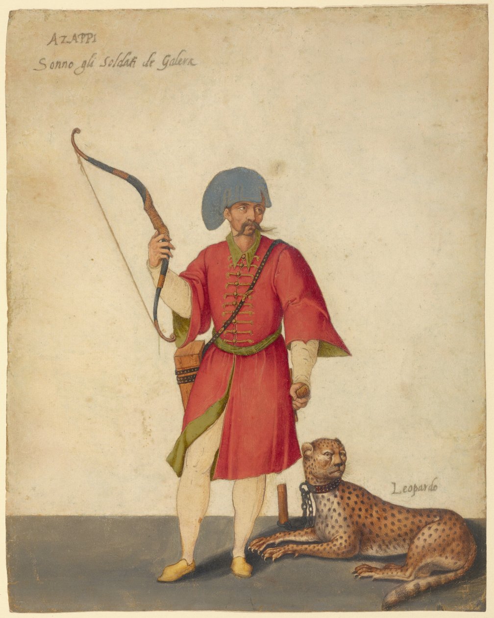 En Azappo bueskytte med en gepard af Jacopo Ligozzi
