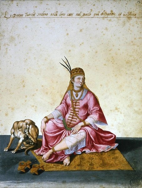 Tyrkisk kvinde (pen og blæk med akvarel på papir) af Jacopo Ligozzi
