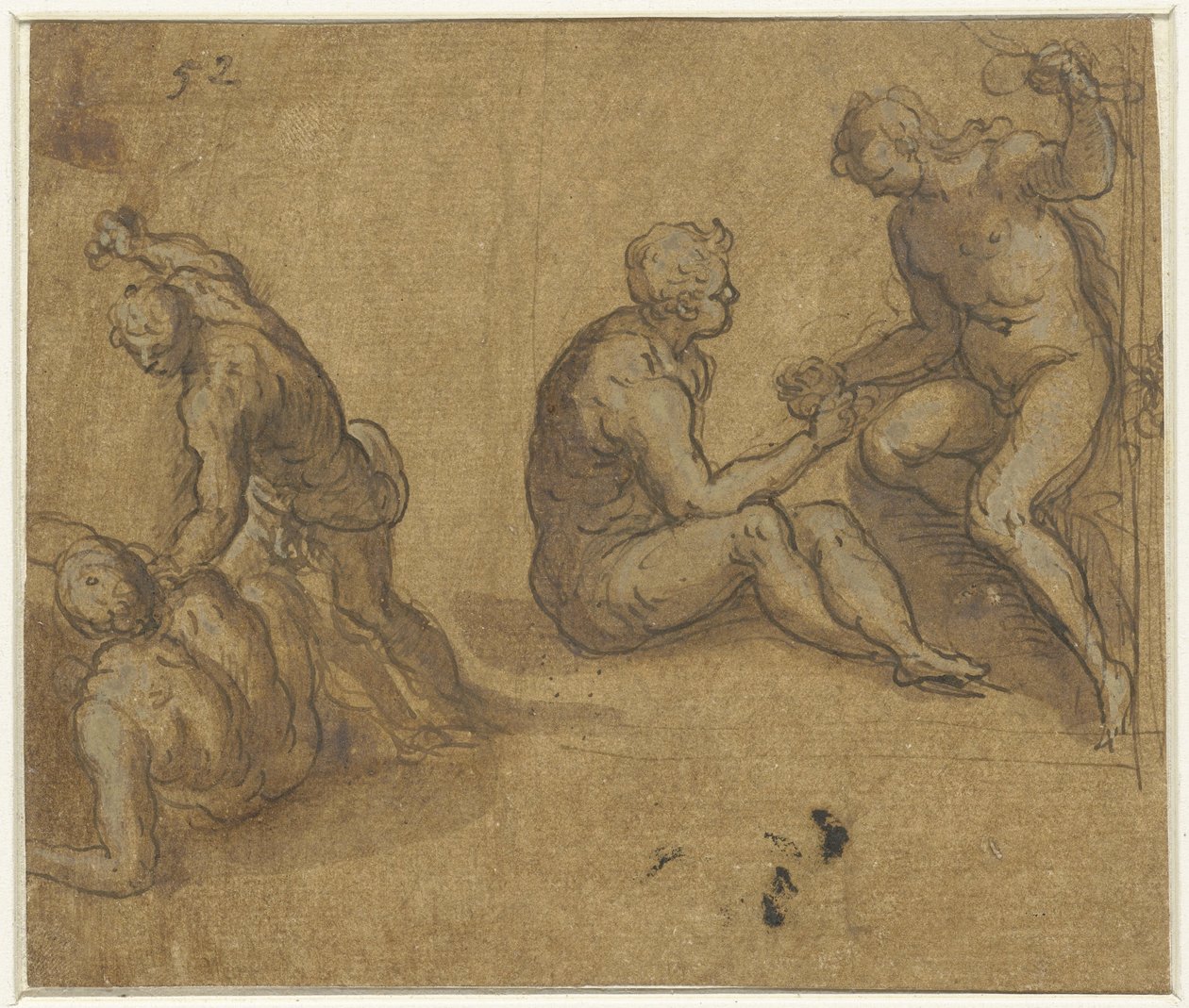Adam og Eva under træet og Kain dræber Abel af Jacopo Palma (il Giovane)