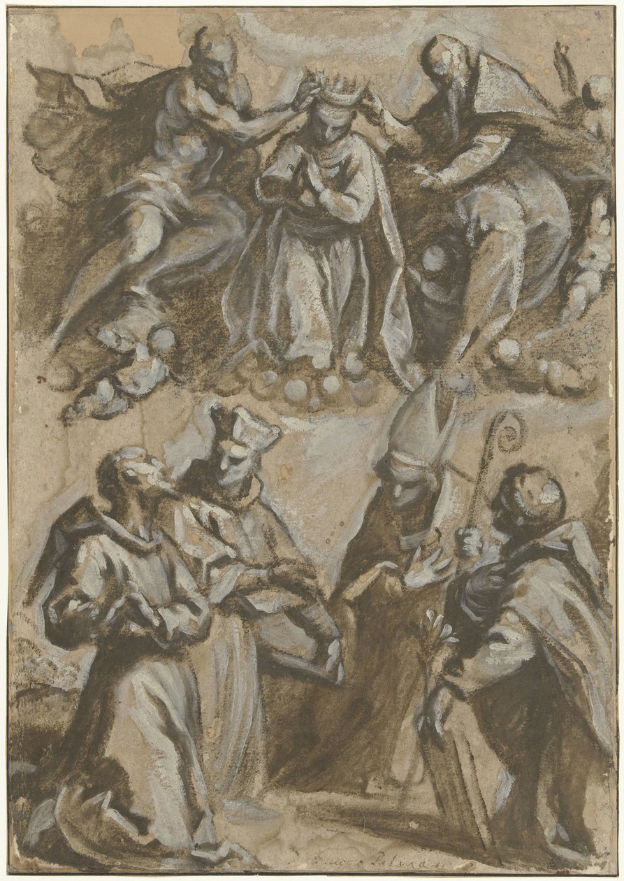 Fire hellige i tilbedelse og Jomfru Marias kroning af Jacopo Palma (il Giovane)