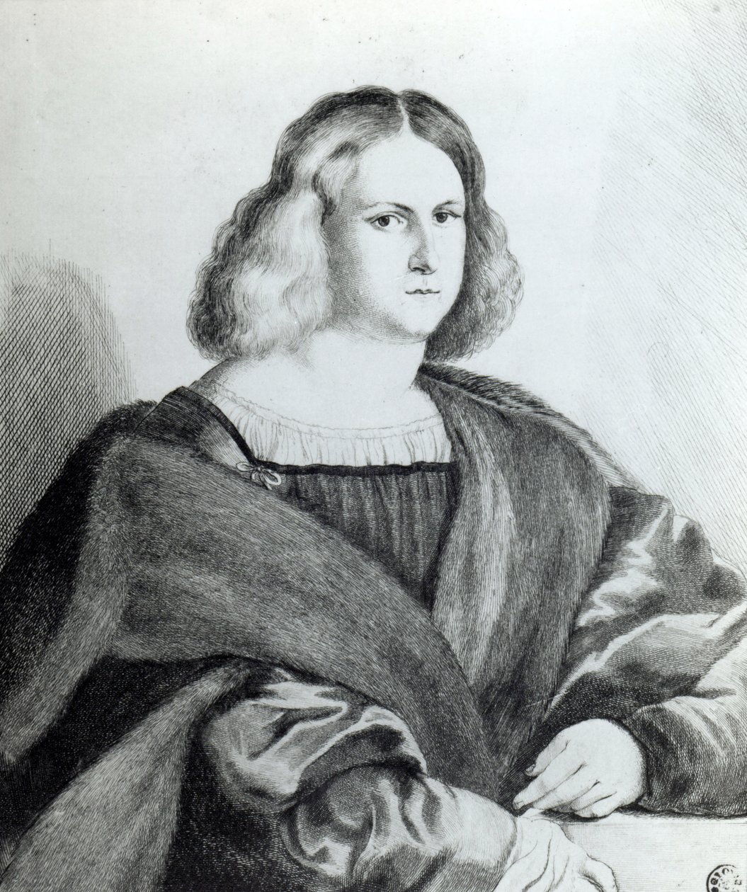 Portræt af en ung mand, trykt af Wenceslaus Hollar, 1650 af Jacopo Palma