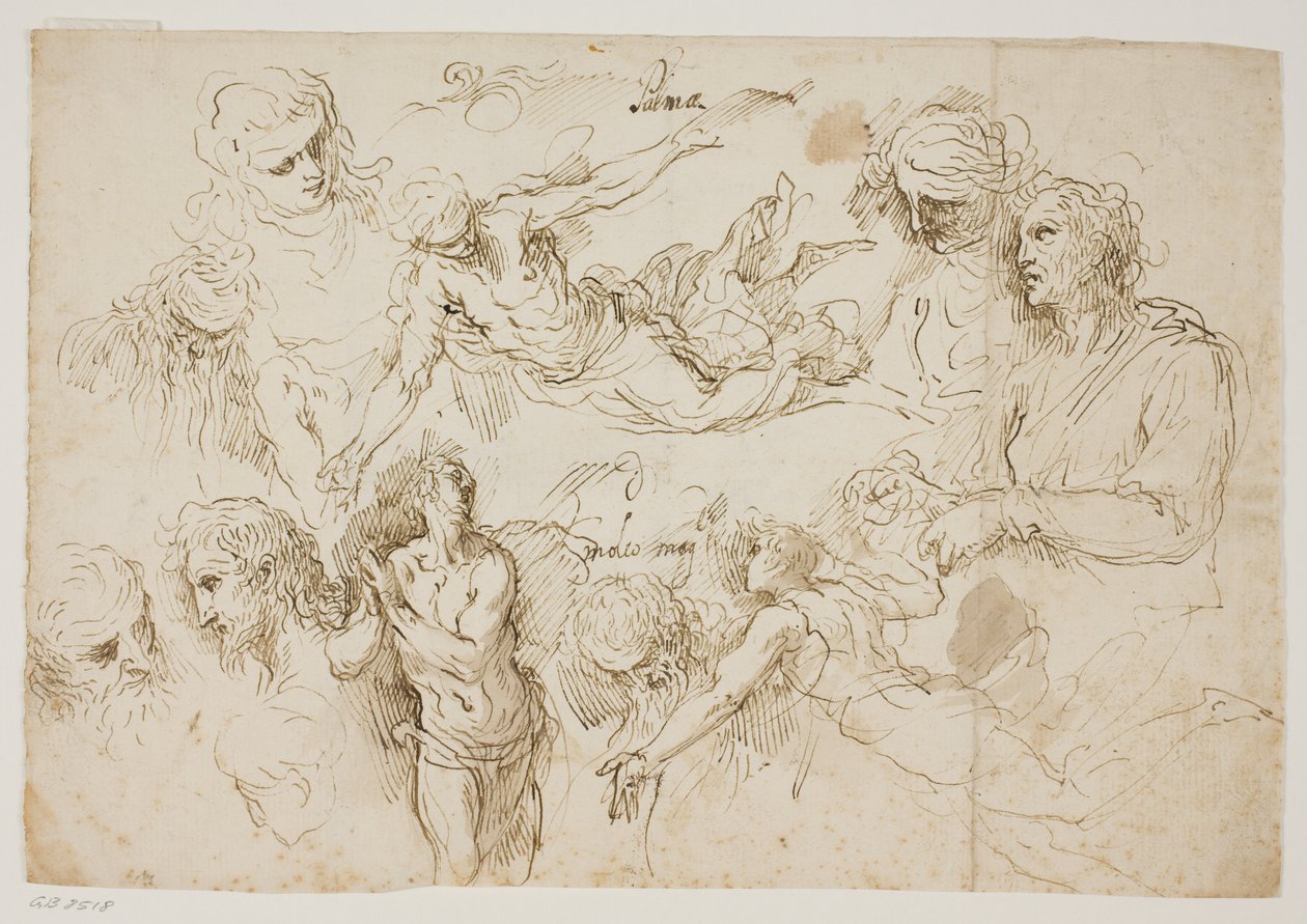 Ark med figurstudier af Jacopo Palma