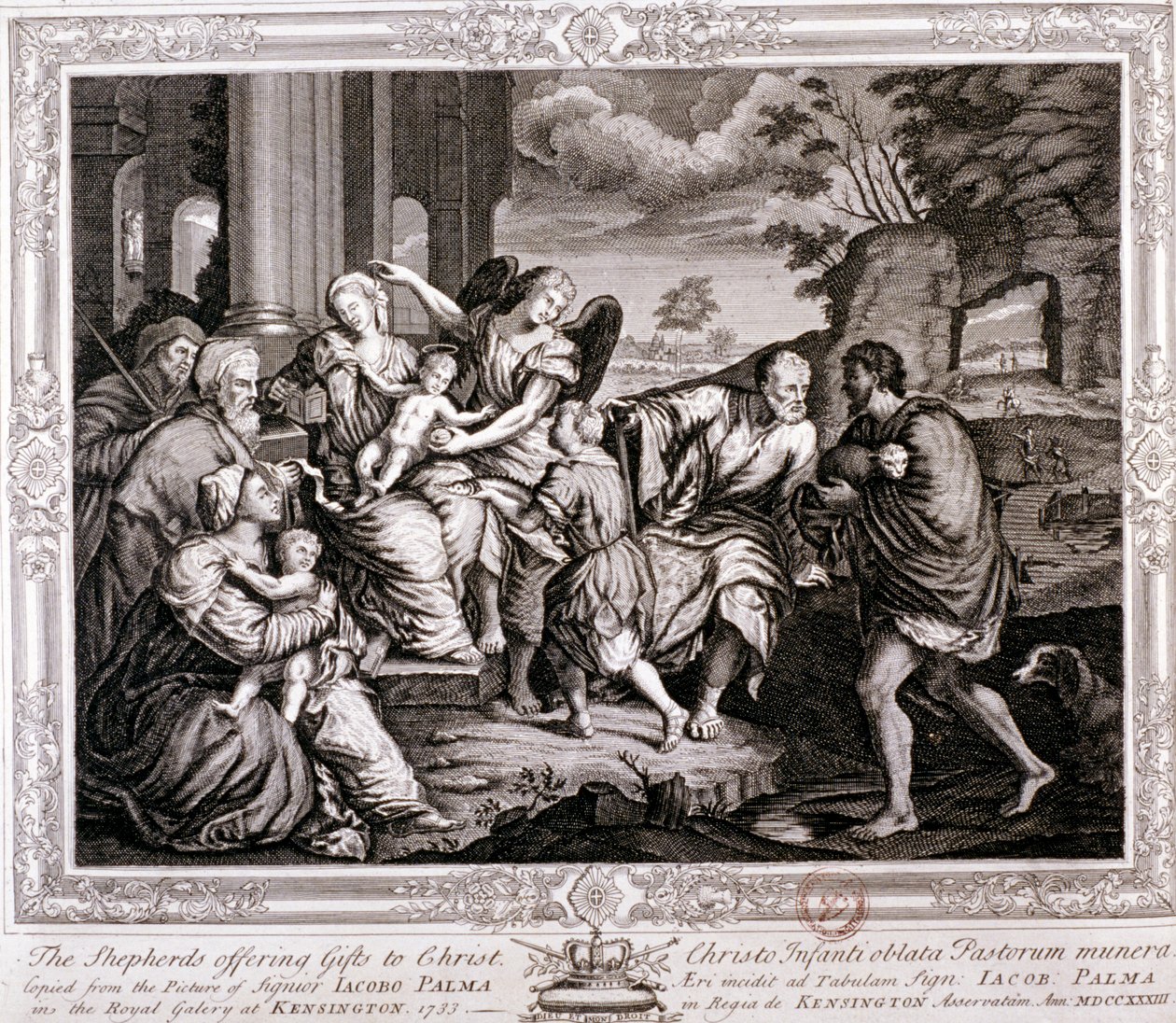 Hyrderne tilbyder gaver til Kristus, 1733 af Jacopo Palma
