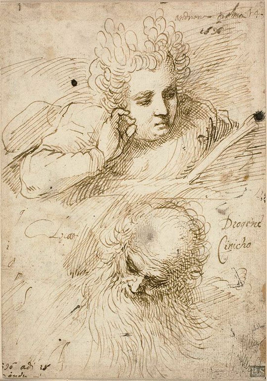 Andriana Palma og Diogenes den kyniker af Jacopo Palma il Giovane