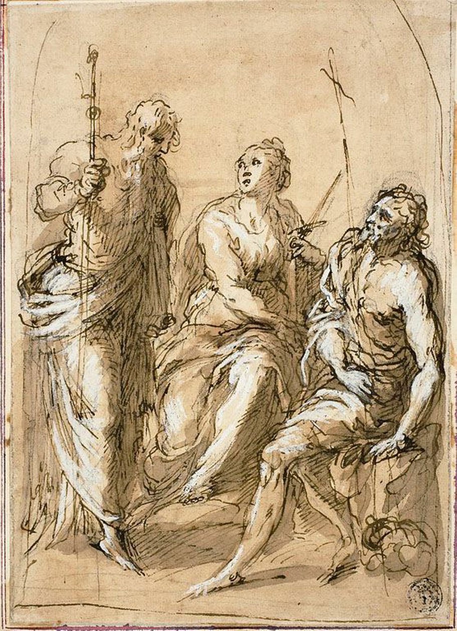 Den hellige Justina af Padua på tronen med de hellige Jakob den Mindre og Johannes Døberen af Jacopo Palma il Giovane