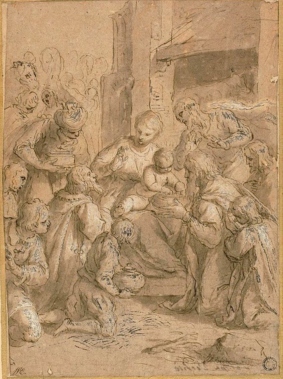 Studie til tilbedelse af magi af Jacopo Palma il Giovane