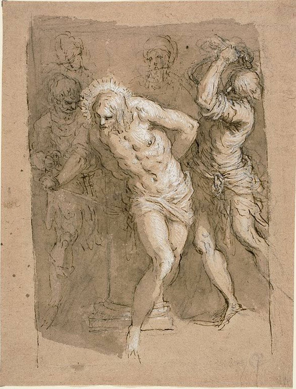Studie til Kristi flagelation af Jacopo Palma il Giovane