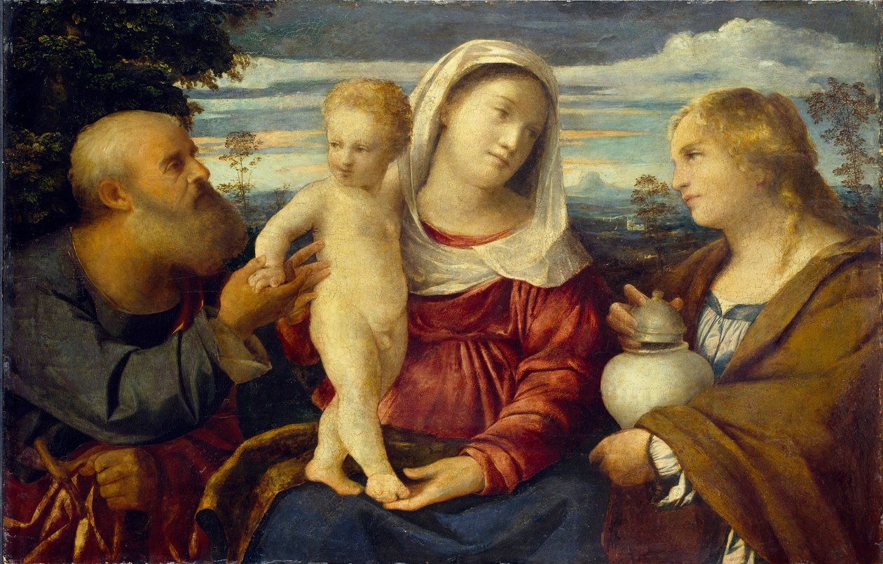 Den hellige familie med den hellige Maria Magdalena, c1513-1514. af Jacopo Palma il Vecchio