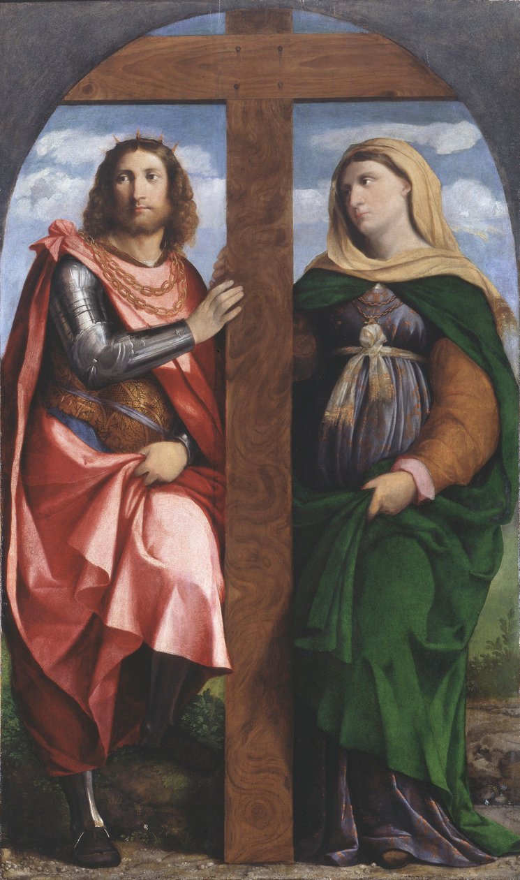 Korsets ophøjelse. De hellige Konstantin den Store og Helena, 1520-1522. af Jacopo Palma il Vecchio the Elder