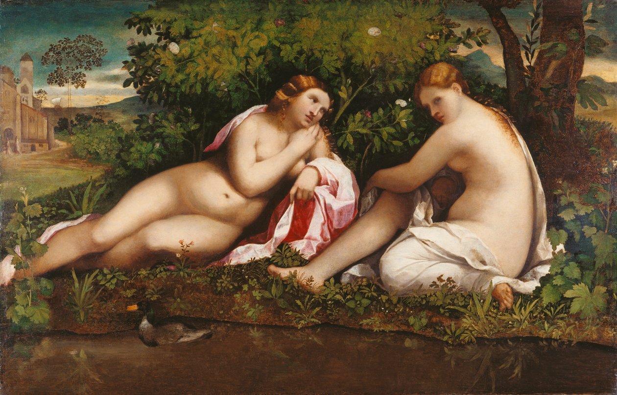 To nymfer i hvile Jupiter og Callisto, ca. 1520. af Jacopo Palma il Vecchio the Elder