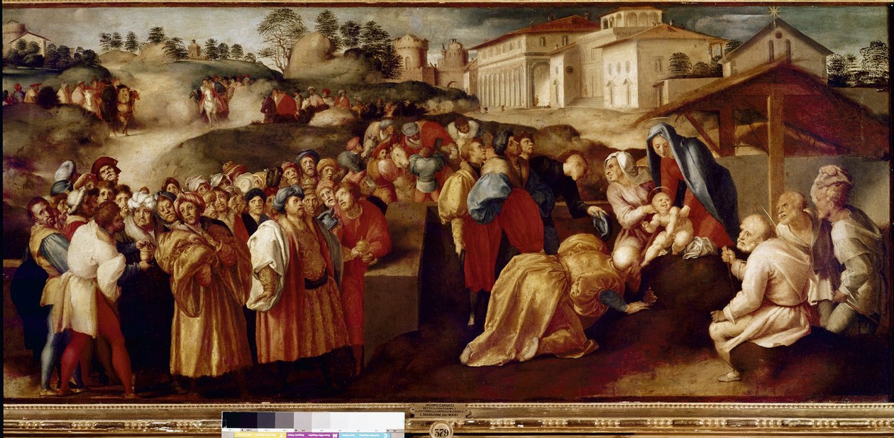 Tilbedelse af Magi (olie på træ af Jacopo Pontormo