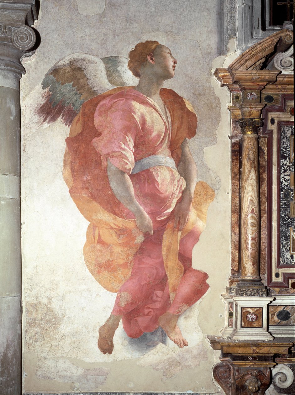 Bebudelse. Detalje af englen - Fresco af Jacopo Pontormo