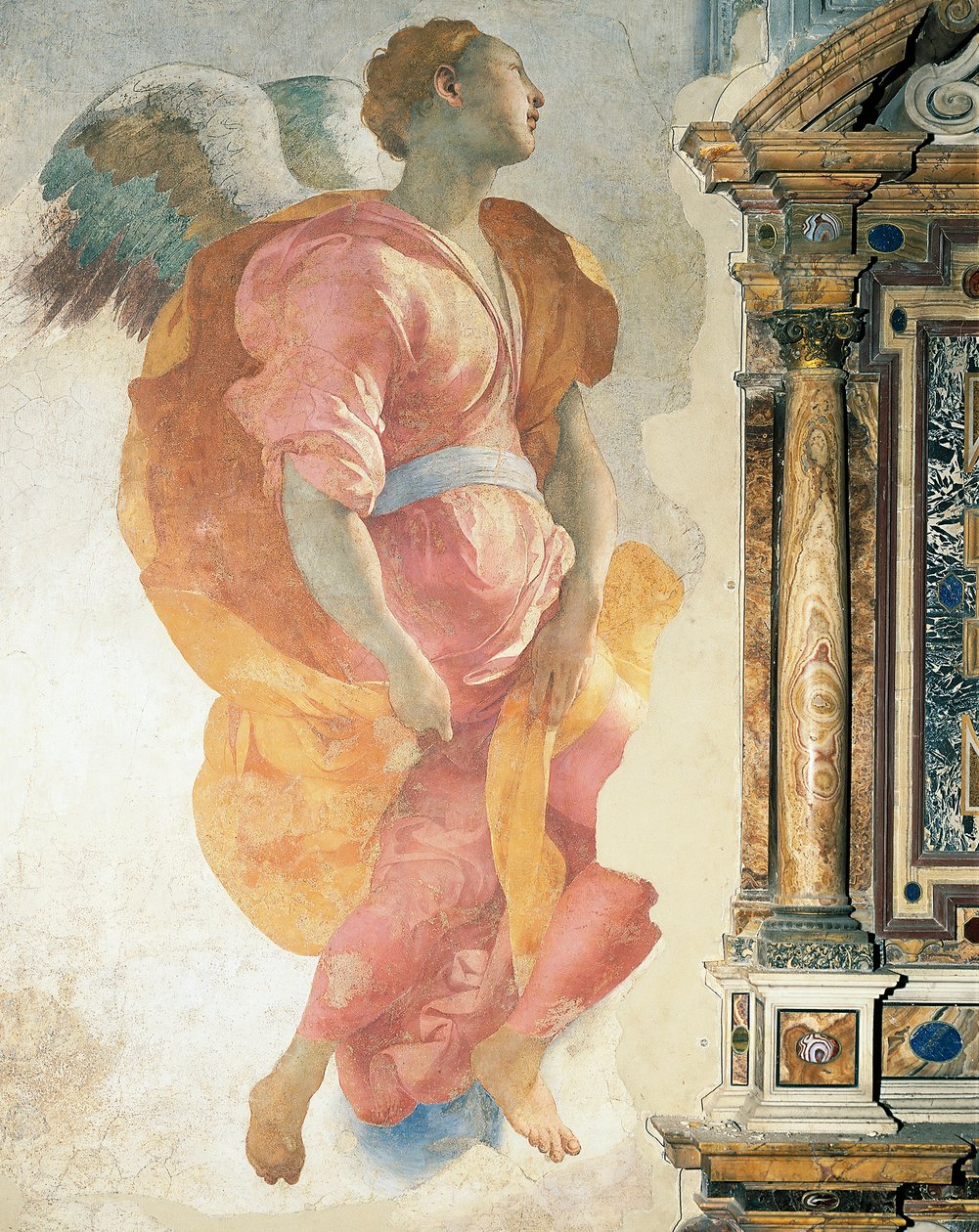 Ærkeenglen Gabriel af Giacomo Carucci kendt som Pontormo (1494-1556), freskomaleri, Capponi-kapellet, Santa Felicita-kirken, Firenze af Jacopo Pontormo