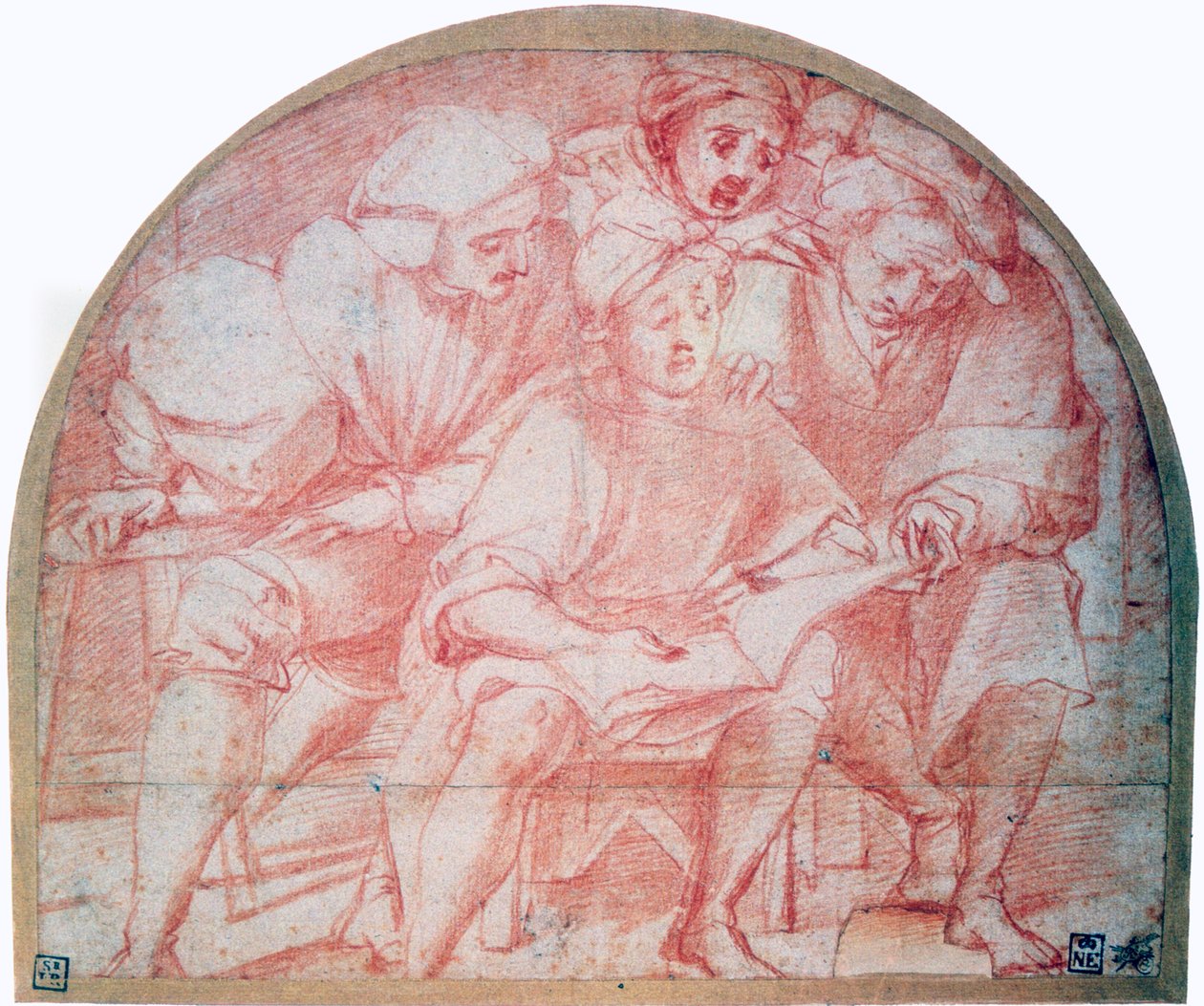 Fire hofmænd, c1514-1557 af Jacopo Pontormo