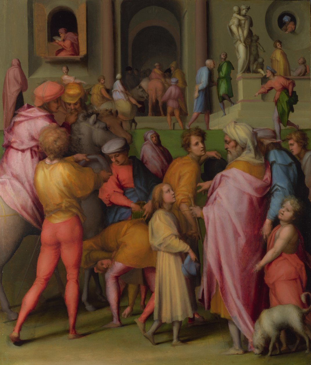 Joseph solgte til Potifar fra Scener fra historien om Josef, ca 1515 af Jacopo Pontormo