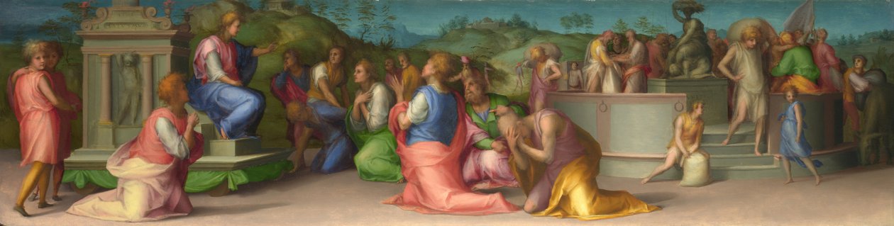 Josephs brødre beder om hjælp fra scener fra historien om Joseph, ca. 1515 af Jacopo Pontormo