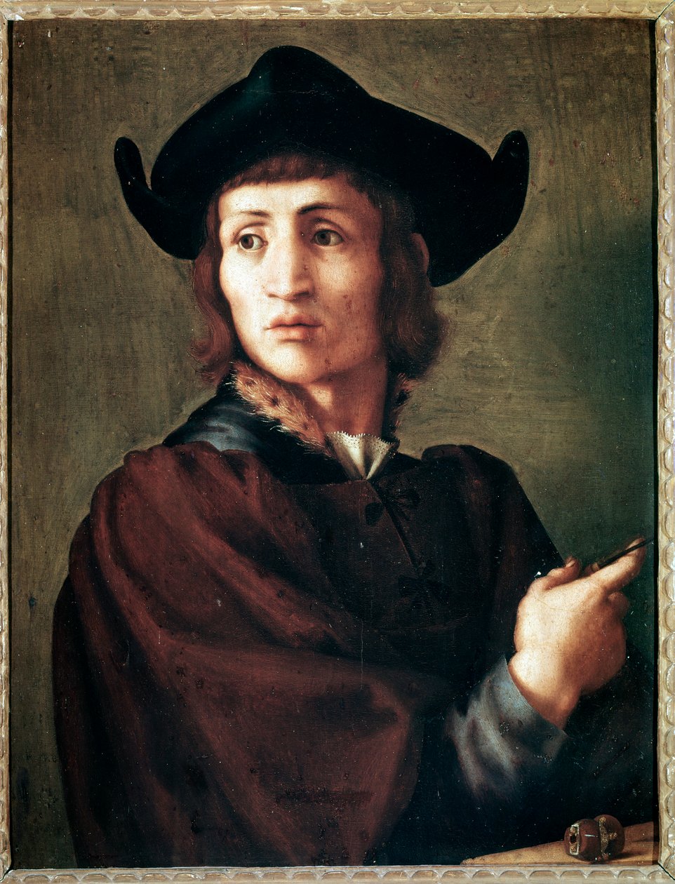 Portræt af en guldsmed - olie på panel af Jacopo Pontormo