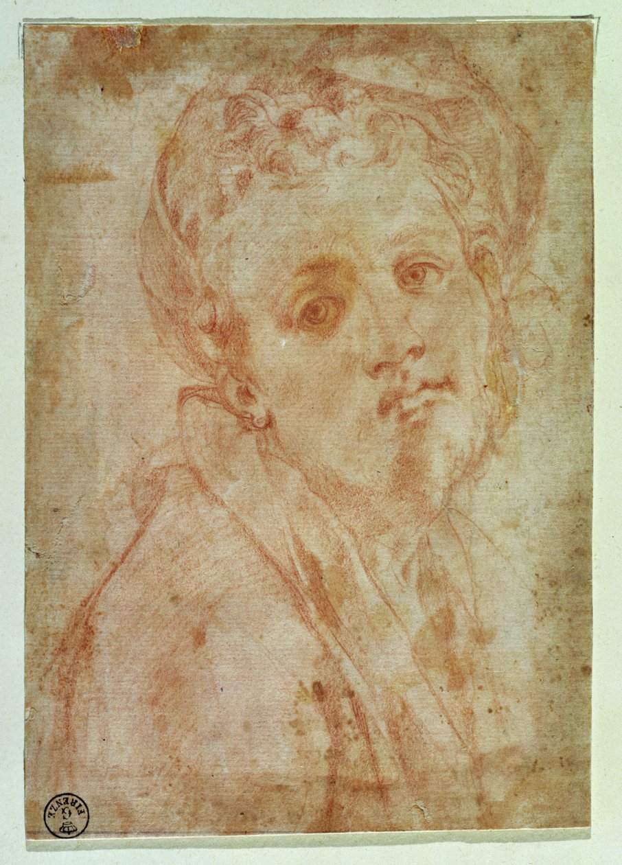 Selvportræt (rødt kridt på papir) af Jacopo Pontormo