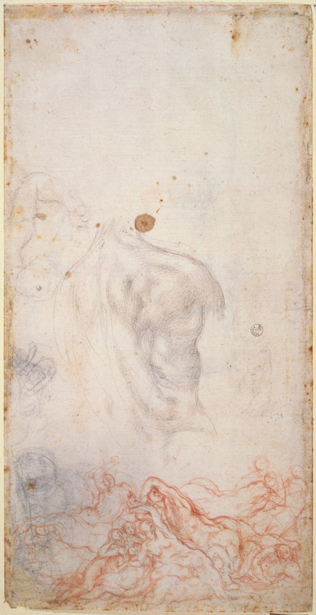 Studie til de dødes opstandelse (kridt på papir) af Jacopo Pontormo