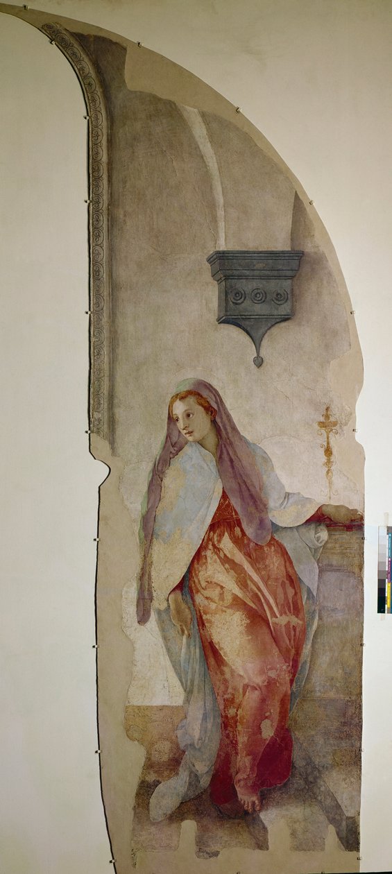 Bebudelsen, detalje af Jomfruen (Fresco af Jacopo Pontormo