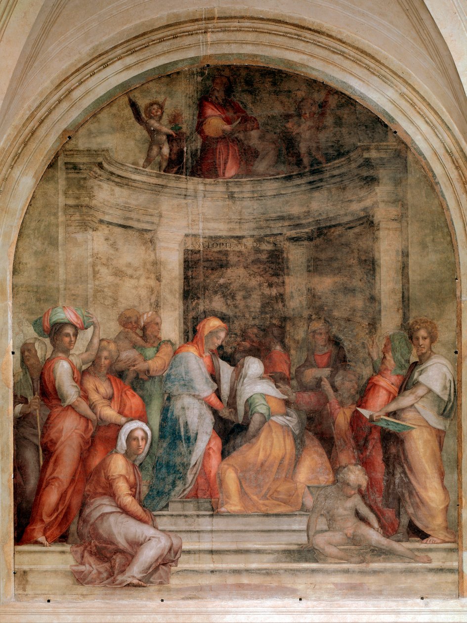 Visitation - Fresco af Jacopo Pontormo