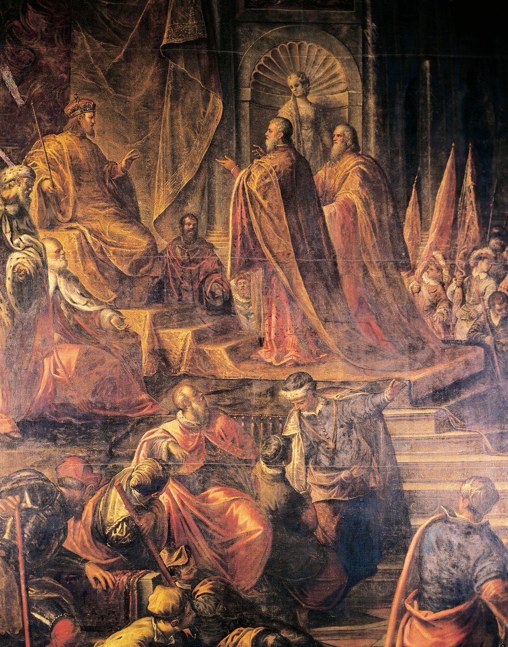 Ambassadører for pave og venetianere, der bønfalder Barbarossa om fred forgæves, af Jacopo Tintoretto (1519-1594) og hans værksted, Great Council Hall, Doges Palace, Venedig. Italien af Jacopo Robusti Tintoretto