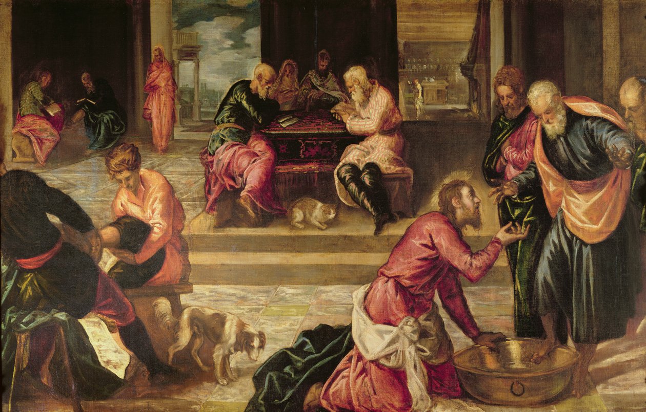 Kristus vasker disciplenes fødder af Jacopo Robusti Tintoretto