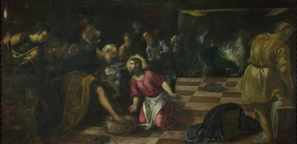 Kristus vasker disciplenes fødder, ca. 1575 af Jacopo Robusti Tintoretto