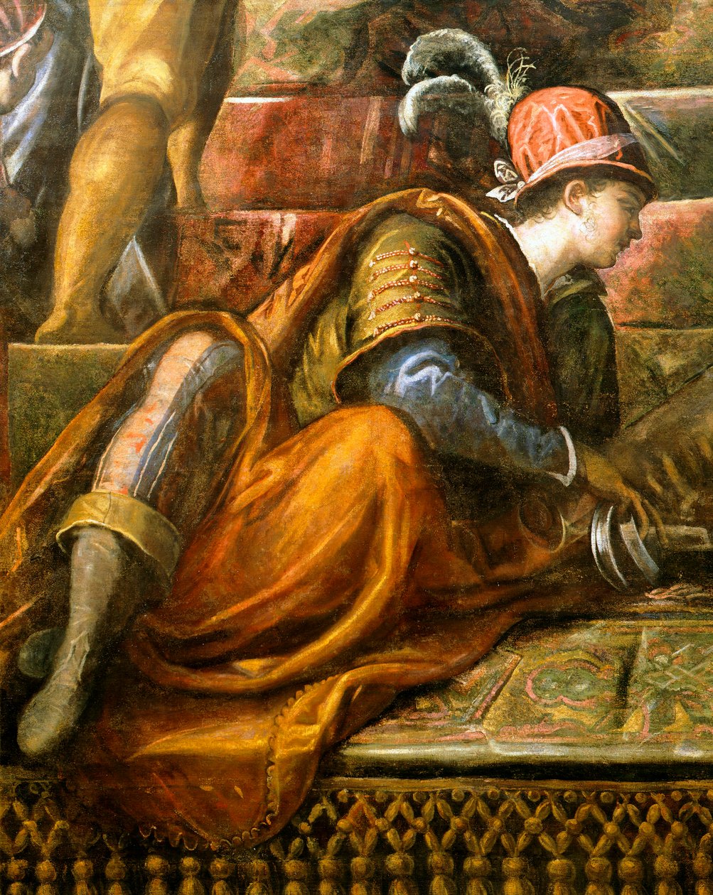 Doge Niccolo da Ponte modtager olivengren fra Venedig, af Jacopo Robusti kendt som Tintoretto (1518-1594), Detail, Sala del Maggior Consiglio (Hall of Great Council), Palazzo Ducale, Venedig af Jacopo Robusti Tintoretto