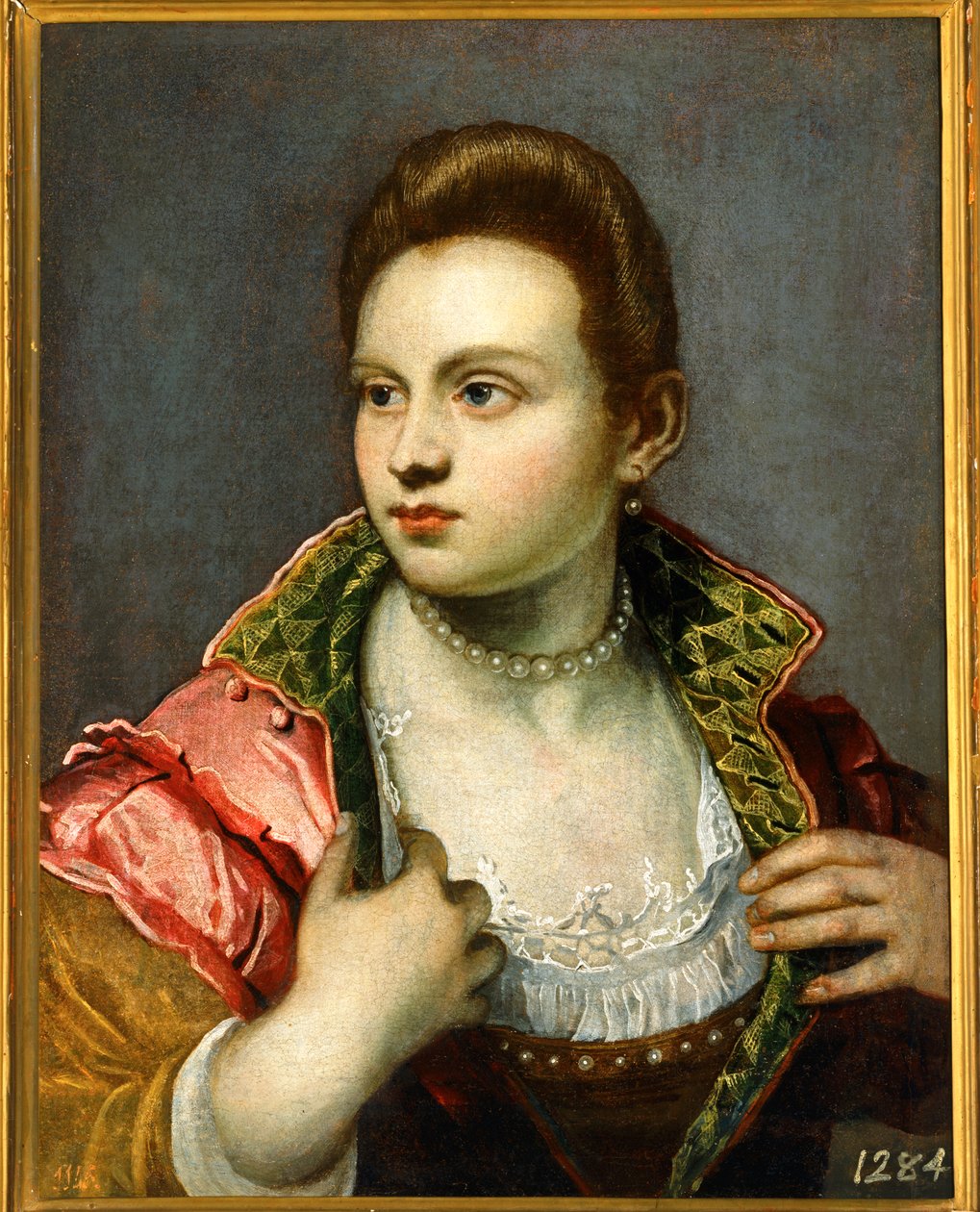 Kvindeportræt, forlænget ... af Jacopo Robusti Tintoretto
