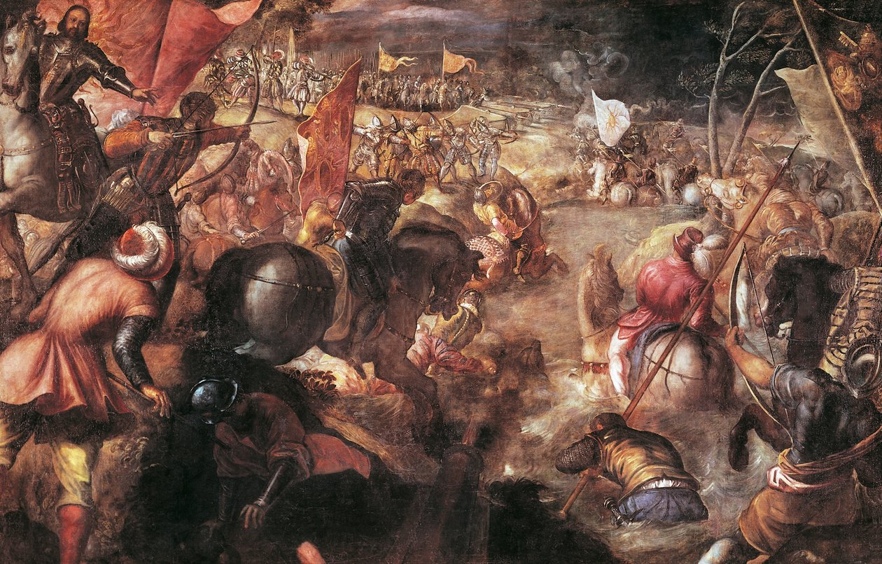Francesco II Gonzaga kæmpede i slaget ved Taro mod Charles VIII af Frankrig i 1495 af Jacopo Robusti Tintoretto