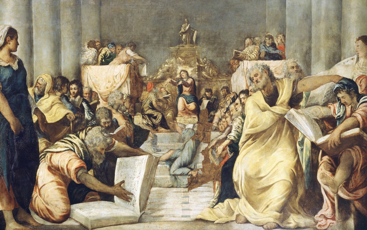 Jesus blandt læger i Jerusalems tempel af Jacopo Robusti Tintoretto