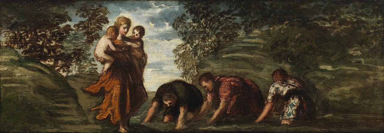 Latona ændrede de lykiske bønder til frøer, ca. 1545-48 af Jacopo Robusti Tintoretto