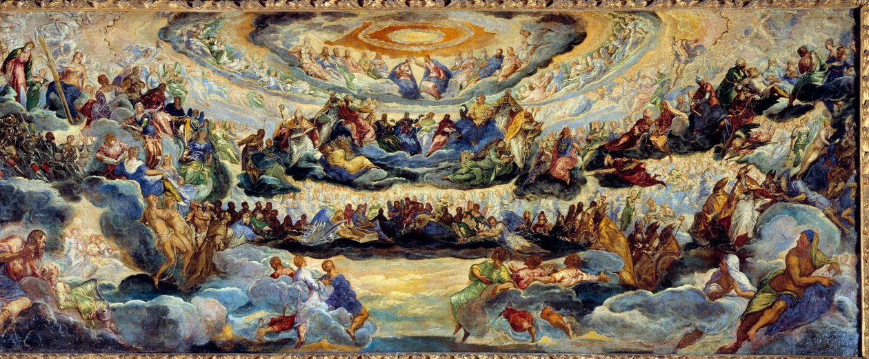 Paradisskitsen af ​​Jacopo Robusti dit Le Tintoret (Il Tintoretto) (1518-1594) 1500-tallet søn. 1,43x3,62 m af Jacopo Robusti Tintoretto