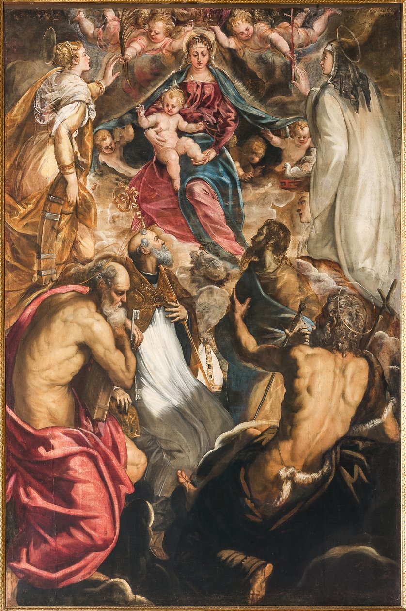 Madonna med spædbarnet Jesus og hellige af Jacopo Robusti Tintoretto