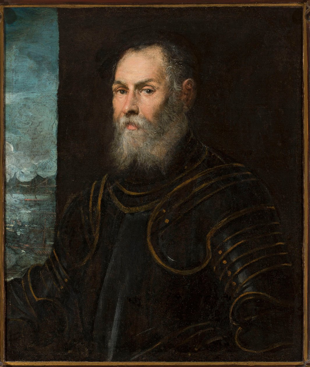 Portræt af en venetiansk admiral - Portræt af en venetiansk admiral, af Tintoretto, Jacopo (1518-1594). Olie på lærred, anden halvdel af 1500-tallet. Mål: 81x68 cm. Narodowe Museum, Warszawa af Jacopo Robusti Tintoretto