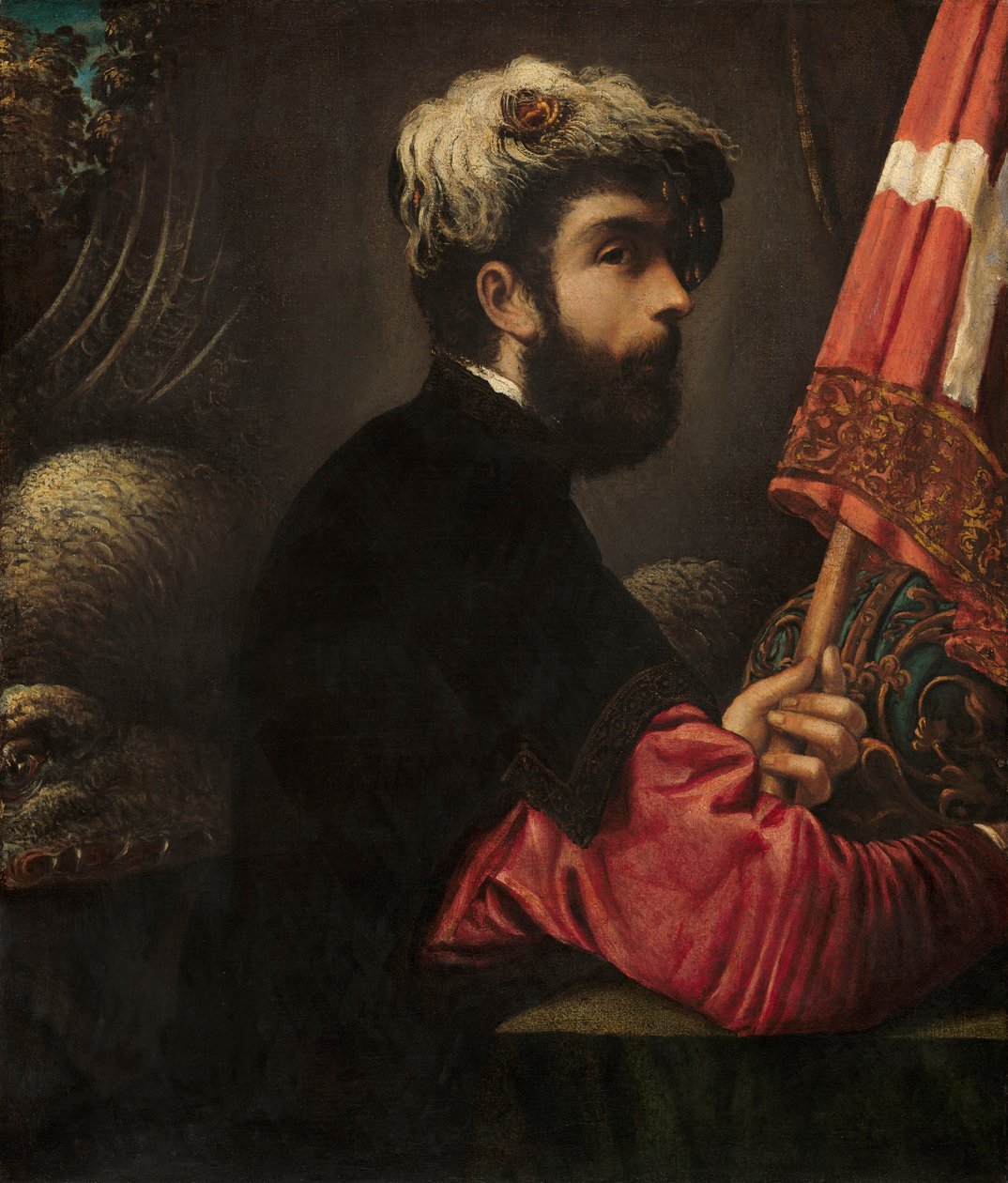 Portræt af en mand som Saint George, 1540-50 af Jacopo Robusti Tintoretto
