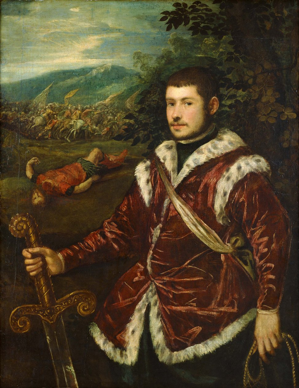 Portræt af en ung mand som David, ca 1555 af Jacopo Robusti Tintoretto