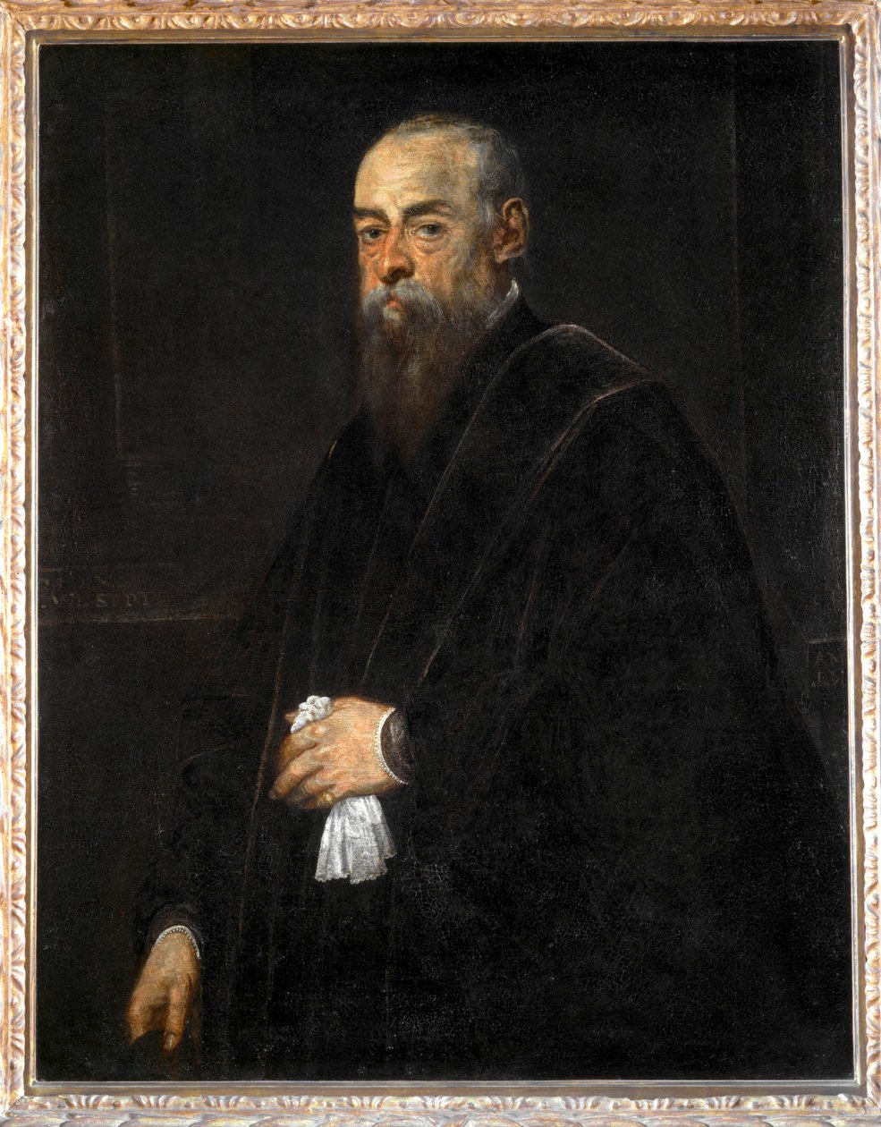 Portræt af en gammel mand, der holder et lommetørklæde ... af Jacopo Robusti Tintoretto