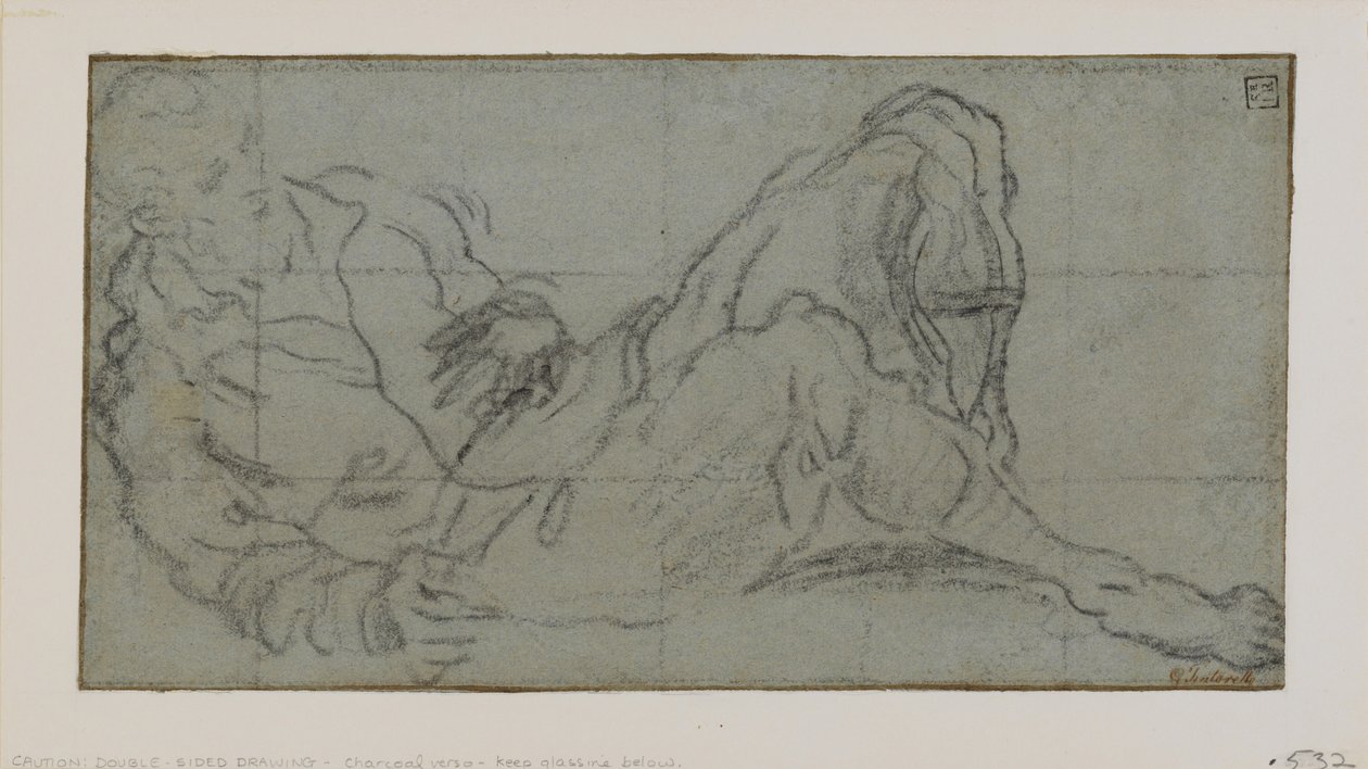 Liggende mandsfigur, 1560-9 (kridt på papir) af Jacopo Robusti Tintoretto